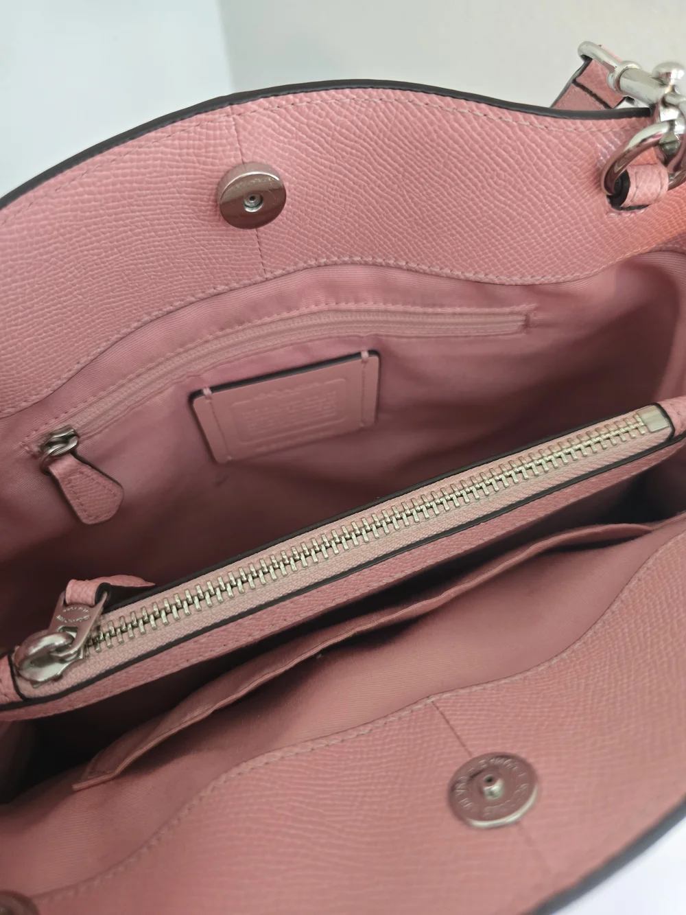 Coach Pink Leather Satchel with Detachable Strap